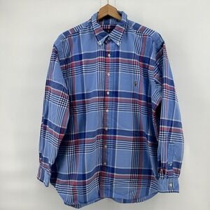 Polo Ralph Lauren Shirt 1XB Blue Plaid Button Down Flesh Pony Classic Preppy